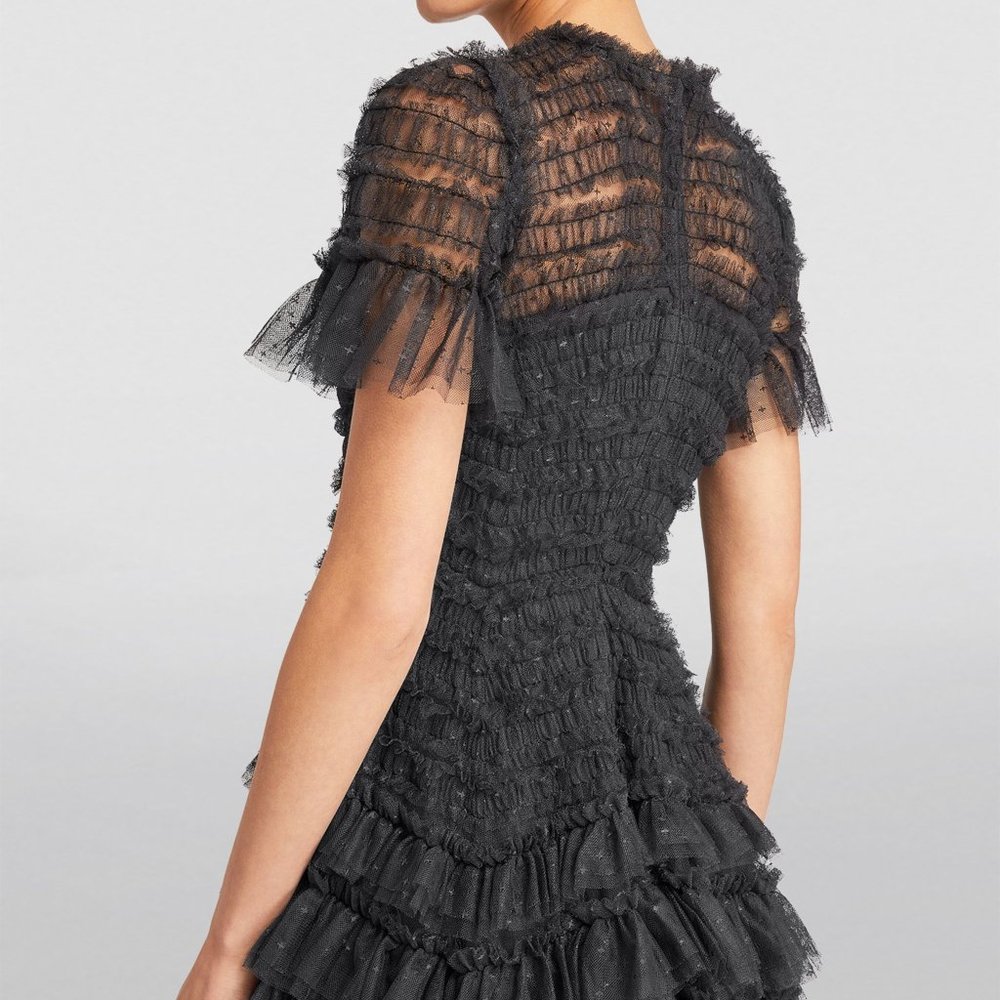 Needle & Thread Black Ruffle Mini Dress - Picture 2 of 12